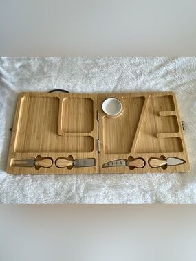 Bamboo Foldable Charcuterie Board Set with Utensils - Natural Bamboo